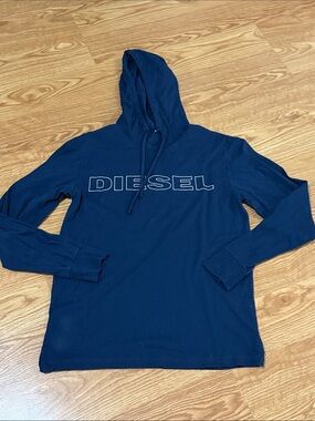 Diesel Navy Blue Logo Zip-Up Sweater Hoodie